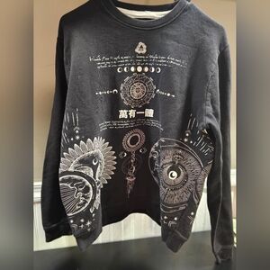 Black Sun & Moon Zodiac Sweatshirt Medium